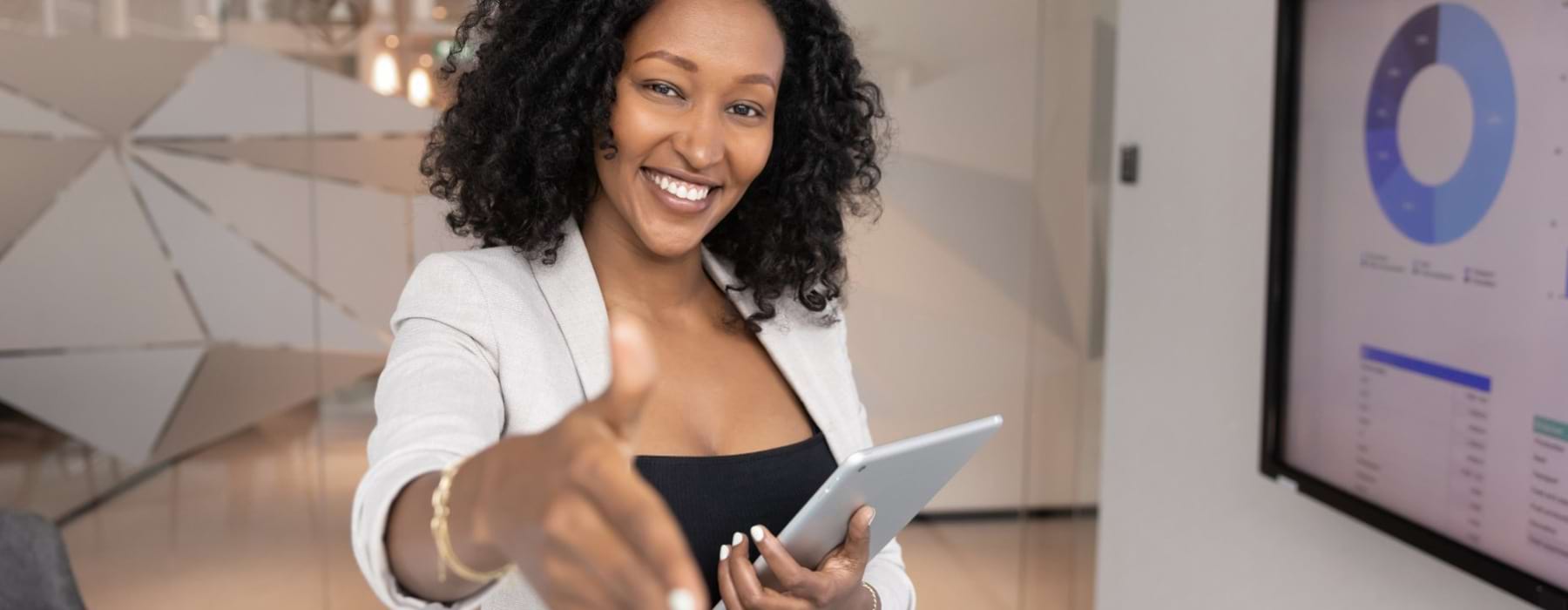 woman extending a welcoming hand