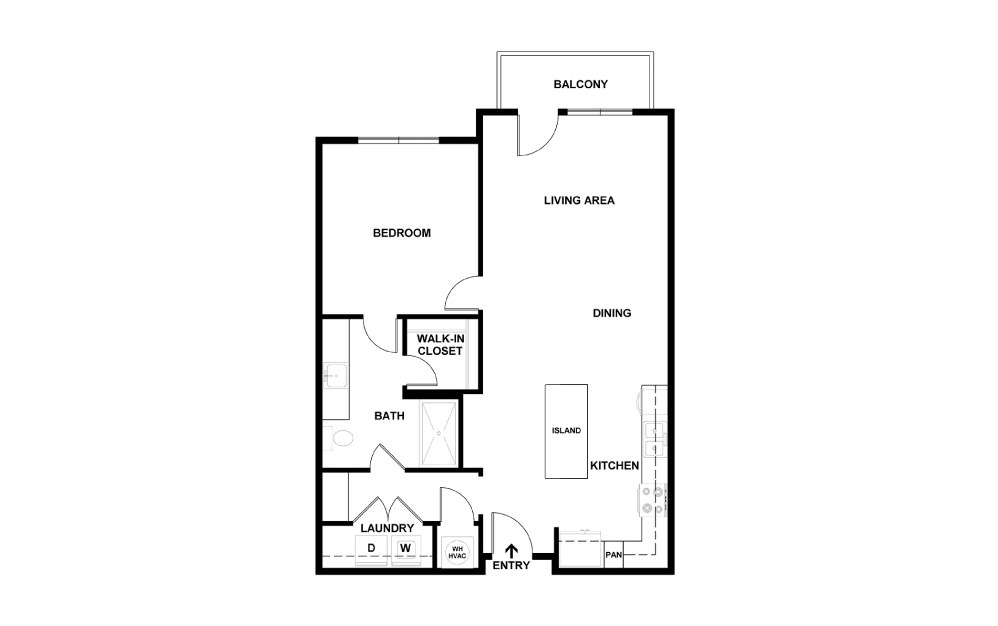 I - 1 bedroom floorplan layout with 1 bath and 753 square feet. (2D)