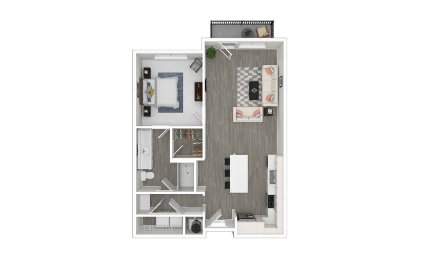I - 1 bedroom floorplan layout with 1 bathroom and 753 square feet